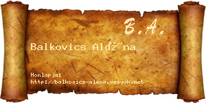 Balkovics Aléna névjegykártya